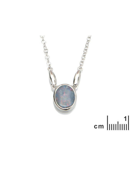 COLLIER 42+3CM ARGENT 925 OPALE DOUBLET 0,80