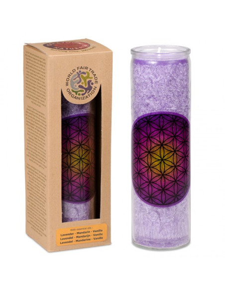 Bougie parfumée “Fleur de vie” - violette - stéarine dans un contenant de verre